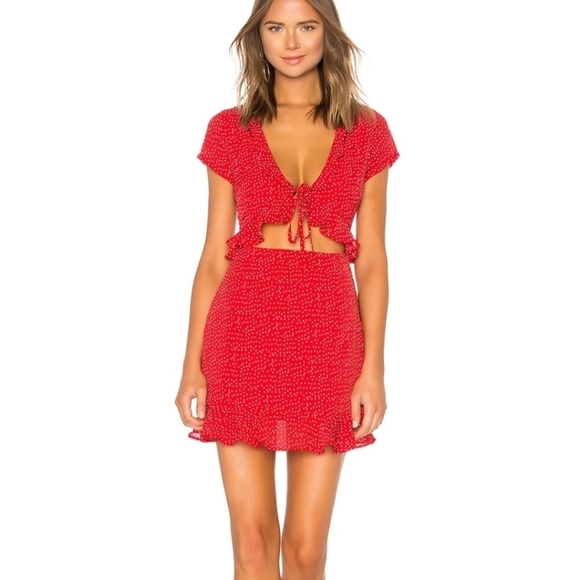 Superdown from Revolve Mercy Red Polka Dot Dress - Picture 1 of 10